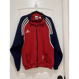 VTG MTV Crew 80-90's RARE Mens Adidas Red 3-Stripe Full Zip Track Jacket Sz L